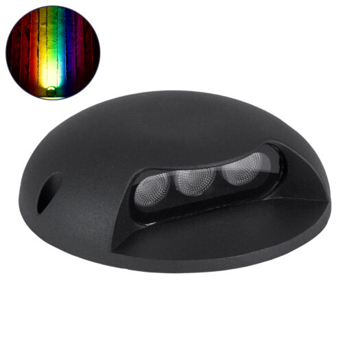 GloboStar® GLOBOSTAR® STEP-LUNA 90618 Αρχιτεκτονικό Φωτιστικό Διαδρόμου/Σκαλοπατιού LED 6W 600lm 10° DC 24V Αδιάβροχο IP65 RGB DMX512 Dimmable - Μαύρο - Φ12 x Υ3cm - 3 Χρόνια Εγγύηση