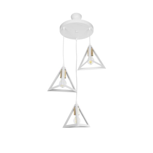 GloboStar® GLOBOSTAR® TRIANGLE 203-0166 Μοντέρνο Κρεμαστό Φωτιστικό Οροφής με Ντουί 3 x E27 AC 220-240V IP20 - Λευκό & Χρυσό - Μ67 x Π67 x Υ50cm