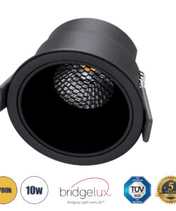 GloboStar® GloboStar® PLUTO-M 60257 Χωνευτό LED Spot Downlight TrimLess Φ8.4cm 10W 1250lm 38° AC 220-240V IP20 Φ8.4 x Υ5.9cm - Στρόγγυλο - Μαύρο & Anti-Glare HoneyComb - Θερμό Λευκό 2700K - Bridgelux COB - 5 Years Warranty