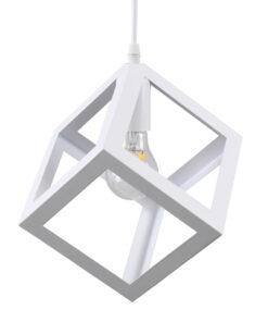 GloboStar® GLOBOSTAR® CUBE 00802 Μοντέρνο Κρεμαστό Φωτιστικό Οροφής με Ντουί 1 x E27 AC 220-240V IP20 - Λευκό - Μ25 x Π25 x Υ25cm