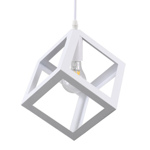GloboStar® GLOBOSTAR® CUBE 00802 Μοντέρνο Κρεμαστό Φωτιστικό Οροφής με Ντουί 1 x E27 AC 220-240V IP20 - Λευκό - Μ25 x Π25 x Υ25cm