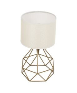 GloboStar® GloboStar® SHAPE 202-0058 Μοντέρνο Eπιτραπέζιο Φωτιστικό Πορτατίφ Μονόφωτο 1 x E27 IP20 Χρυσό Μέταλλο με Λευκό Ύφασμα - Μ16 x Π16 x Υ30cm