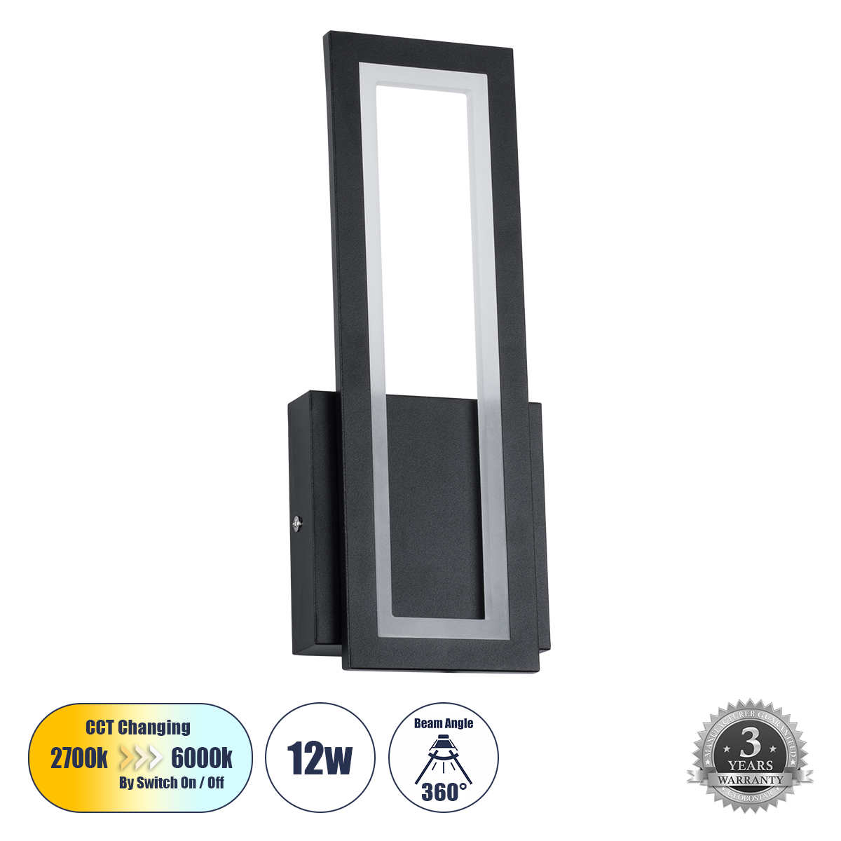 GLOBOSTAR® TIARA 61327 Μοντέρνο Φωτιστικό Τοίχου - Απλίκα LED 12W 1440lm 300° AC 220-240V IP20 Ρυθμιζόμενο Λευκό CCT με On/Off 2700K/4500K/6000K - Lumileds SMD Chip - Μαύρο Ματ - Μ12.5 x Π4 x Υ32cm - 3 Χρόνια Εγγύηση 3 GloboStar® GLOBOSTAR® TIARA 61327 Μοντέρνο Φωτιστικό Τοίχου - Απλίκα LED 12W 1440lm 300° AC 220-240V IP20 Ρυθμιζόμενο Λευκό CCT με On/Off 2700K/4500K/6000K - Lumileds SMD Chip - Μαύρο Ματ - Μ12.5 x Π4 x Υ32cm - 3 Χρόνια Εγγύηση