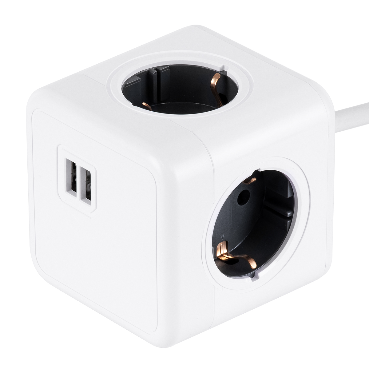 GloboStar® TRAVEL PowerCube PRO Certified 79639 Πολύπριζο 6 Θέσεων με 1.5m Kαλώδιο - 4 Πρίζες Ασφαλείας Childproof EU Schuko AC 220-240V & 2 Πρίζες USB Max 2.1A/DC 5V Μ7.5 x Π7.5 x Υ7.5 - Λευκό με Γκρι - Max Load 3680W/16A 2 GloboStar® GloboStar® TRAVEL PowerCube PRO Certified 79639 Πολύπριζο 6 Θέσεων με 1.5m Kαλώδιο - 4 Πρίζες Ασφαλείας Childproof EU Schuko AC 220-240V & 2 Πρίζες USB Max 2.1A/DC 5V Μ7.5 x Π7.5 x Υ7.5 - Λευκό με Γκρι - Max Load 3680W/16A
