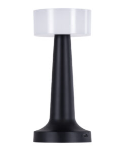 GloboStar® GloboStar® NANNA 76472 Επαναφορτιζόμενο Επιτραπέζιο Φωτιστικό Πορτατίφ LED 1.5W 105lm 120° DC 5V IP44 CCT Ultra Θερμό 1500K - Φυσικό Λευκό 4500K - Ψυχρό Λευκό 6000K Dimmable Μαύρο & Λευκό Πλαστικό - Μ9 x Π9 x Υ21cm - 2 Χρόνια Εγγύηση