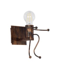 GloboStar® GloboStar® LITTLE MAN 01592 Μοντέρνο Επιτοίχιο Φωτιστικό Απλίκα Μονόφωτο 1 x E27 IP20 Χάλκινο Μέταλλο - Μ12 x Π19 x Υ17cm