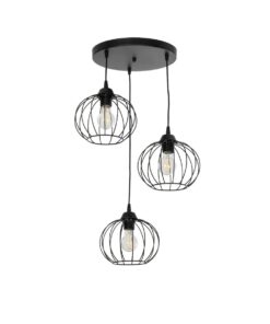 GloboStar® GLOBOSTAR® FLAMIA 201-0109 Vintage Κρεμαστό Φωτιστικό Οροφής με Ντουί 3 x E27 AC 220-240V IP20 - Μαύρο - Μ44 x Π44 x Υ66cm