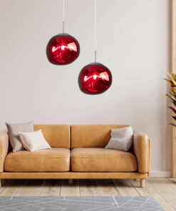 GLOBOSTAR® DIXAR 00762 Μοντέρνο Κρεμαστό Φωτιστικό Οροφής με Ντουί 1 x E27 AC 220-240V IP20 - Κόκκινο & Ασημί - Μ28 x Π28 x Υ40cm 17 bf02ac post 31 1