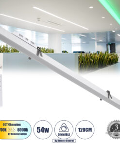 GloboStar® GloboStar® LUCA 61033 Γραμμικό Χωνευτό Φωτιστικό Linear LED CCT 54W 6500lm 120° AC 220-240V Μ121.5 x Π5 x Υ4cm - Εναλλαγή Φωτισμού μέσω Τηλεχειριστηρίου All In One Ψυχρό 6000k+Φυσικό 4500k+Θερμό 2700k Dimmable - Λευκό - 3 Years Warranty