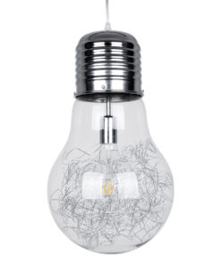 GloboStar® GLOBOSTAR® LAMP 01677 Μοντέρνο Κρεμαστό Φωτιστικό Οροφής με Ντουί 1 x E27 AC 220-240V IP20 - Ασημί & Διάφανο - Μ30 x Π30 x Υ52cm