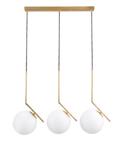 GloboStar® GLOBOSTAR® MONROE 00955 Μοντέρνο Κρεμαστό Φωτιστικό Οροφής με Ντουί 3 x E27 AC 220-240V IP20 - Χρυσό & Λευκό - Μ74 x Π25 x Υ50cm