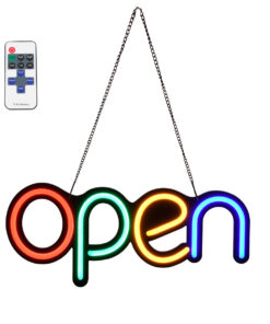 GloboStar® GloboStar® 85856 Φωτιστικό Ταμπέλα Φωτεινή Επιγραφή NEON LED Σήμανσης Animated OPEN 30W AC 230V με Διακόπτη On/Off και Ασύρματο Χειριστήριο IR Κόκκινο - Πράσινο - Κίτρινο - Γαλάζιο