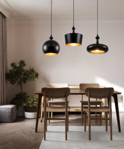 GLOBOSTAR® ROCKFORD 01287-C Μοντέρνο Κρεμαστό Φωτιστικό Οροφής με Ντουί 1 x E27 AC 220-240V IP20 - Μαύρο & Χρυσό - Μ30 x Π30 x Y23cm 17 c0161c post 128