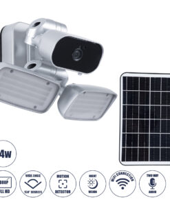 GloboStar® GloboStar® 86044 Αυτόνομος Ηλιακός Προβολέας LED SMD 24W 1200lm με IP Camera 1080P 2MP WiFi 150° Μοιρών - Ενσωματωμένη Μπαταρία 3200mAh - Φωτοβολταϊκό Πάνελ - Αισθητήρα Ημέρας-Νύχτας & Ρύθμιση Χρόνου Ανάμματος - Αδιάβροχος IP66 Ψυχρό Λευκό 6000K - Ασημί