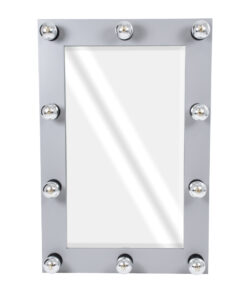Alternative view of GloboStar® MAKEUP MIRROR-60x90-3 Μοντέρνος Καθρέπτης Μακιγιάζ με Πλαίσιο Φυσικού Ξύλου με Διακόπτη On/Off 10 x E27 AC220-240V - Μ60 x Π7 x Υ90cm - Γκρι Τσιμέντου