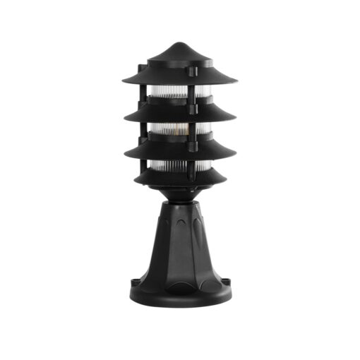 GloboStar® GloboStar® LANTERNA 203-0243 Μοντέρνο Επιδαπέδιο Φωτιστικό Φαναράκι Μονόφωτο 1 x E27 IP44 Μαύρο & Διάφανο Πλαστικό - Μ16 x Π16 x Υ35cm