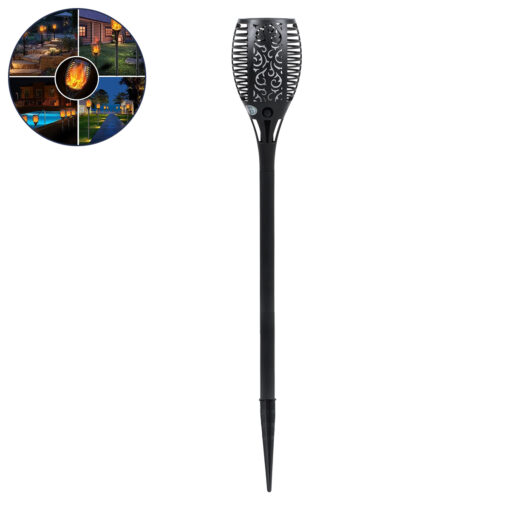 GloboStar® GloboStar® 71528 Αυτόνομο Ηλιακό Φωτιστικό LED SMD 4W 200lm με Ενσωματωμένη Μπαταρία 800mAh - Φωτοβολταϊκό Πάνελ - Αισθητήρα Ημέρας-Νύχτας Φαναράκι Κήπου - Εφέ Φλόγας Διακοσμητικό Αυτόνομο Αδιάβροχο IP65 1500-2000K Φ9.5 x Υ60cm