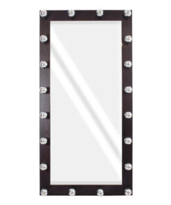 Alternative view of GloboStar® MAKEUP MIRROR-160x80-2 Μοντέρνος Καθρέπτης Μακιγιάζ με Πλαίσιο Φυσικού Ξύλου με Διακόπτη On/Off 20 x E27 AC220-240V - Μ80 x Π7 x Υ160cm - Καφέ Wenge