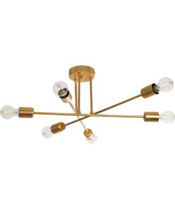 GloboStar® GloboStar® SPIDI 203-0114 Μοντέρνο Φωτιστικό Οροφής Πλέγμα Πολύφωτο 6 x E27 IP20 Ροζ Χρυσό Μέταλλο - Μ61 x Π61 x Υ25cm