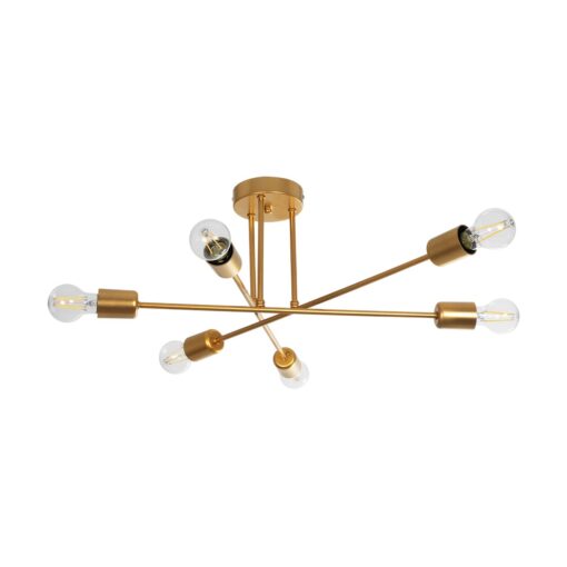 GloboStar® GloboStar® SPIDI 203-0114 Μοντέρνο Φωτιστικό Οροφής Πλέγμα Πολύφωτο 6 x E27 IP20 Ροζ Χρυσό Μέταλλο - Μ61 x Π61 x Υ25cm