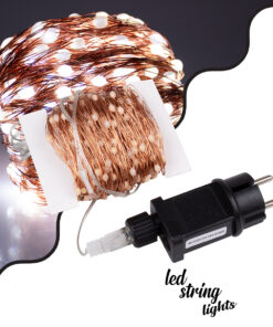 GloboStar® 85846 Διακοσμητική Γιρλάντα 32 Μέτρα με Controller 8 Προγραμμάτων Εναλλαγών Φωτισμού - 300 LED 3.6W AC 230V με Χάλκινο Καλώδιο & Πρίζα Schuko Αδιάβροχη IP44 Ψυχρό Λευκό 6000K Μ32m