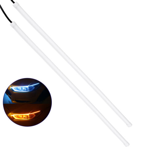 GloboStar® GLOBOSTAR® DRL 81724 Φώτα Ημέρας DRL & Φλας LED 8W/16W 700lm/1400lm 200° DC 12V Αδιάβροχο IP65 Ψυχρό Λευκό 6000K & Πορτοκαλί - Μ45 x Π1.3 x Υ1.3cm - Πακέτο 2 Τεμαχίων - 1 Χρόνο Εγγύηση