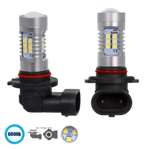 GloboStar® GloboStar® 85602 H10 JHY Line KIT Βασικού Φωτισμού Αυτοκινήτου & Μοτοσυκλέτας 2nd Generation Can-Bus Series LED SMD 3030 80W 8000lm DC 12V Αδιάβροχο IP65 Ψυχρό Λευκό 6000K