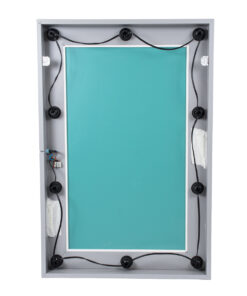 GloboStar® MAKEUP MIRROR-60x90-3 Μοντέρνος Καθρέπτης Μακιγιάζ με Πλαίσιο Φυσικού Ξύλου με Διακόπτη On/Off 10 x E27 AC220-240V - Μ60 x Π7 x Υ90cm - Γκρι Τσιμέντου 16 c2b7f5 60x90 7