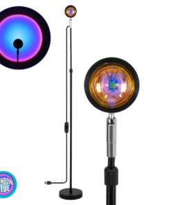 GloboStar® GloboStar® 00817 Μοντέρνο Minimal Επιδαπέδιο Φωτιστικό Μεταλλικό Μονόφωτο LED 12W DC 5V με Projector LENS Ειδικού Εφέ & Καλώδιο Τροφοδοσίας USB Rotation Head 180° RAINBOW BLUE