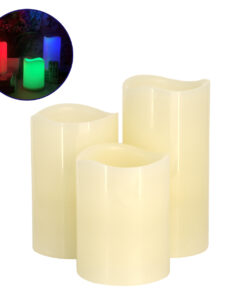 GloboStar® GloboStar® 79556 ΣΕΤ 3 Διακοσμητικών Realistic Κεριών Παραφίνης με LED Εφέ Κινούμενης Φλόγας - Μπαταρίας & Ασύρματο Χειριστήριο IR Πολύχρωμα RGB Dimmable