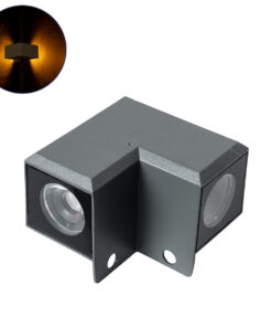 GloboStar® GLOBOSTAR® WALLLIGHT-DONA 90730 Γωνιακό Φωτιστικό LED 10W 850lm 10° DC 24V Αδιάβροχο IP66 Πορτοκαλί 2200K Dimmable - Γκρι Ανθρακί - Μ8 x Π8 x Υ6cm - 3 Χρόνια Εγγύηση