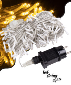 GloboStar® 85836 Διακοσμητική Γιρλάντα 23 Μέτρα με Controller 8 Προγραμμάτων Εναλλαγών Φωτισμού - Επεκτεινόμενη 200 LED 3.6W AC 230V με Διάφανο Καλώδιο & Πρίζα Schuko Αδιάβροχη IP44 Θερμό Λευκό 3000K Μ23m