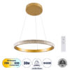 GloboStar® GLOBOSTAR® DIAMOND 61129 Μοντέρνο Κρεμαστό Φωτιστικό Οροφής LED 30W 3513lm 360° AC 220-240V IP20 Ρυθμιζόμενο Λευκό CCT με Χειριστήριο από 2700K έως 6000K Dimmable - Lumileds SMD Chip - Χρυσό Βούρτσας - Μ40 x Π40 x Υ3cm - 3 Χρόνια Εγγύηση