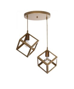 GloboStar® GLOBOSTAR® DISE 201-0056 Μοντέρνο Κρεμαστό Φωτιστικό Οροφής με Ντουί 2 x E27 AC 220-240V IP20 - Χρυσό - Μ50 x Π30 x Υ50cm