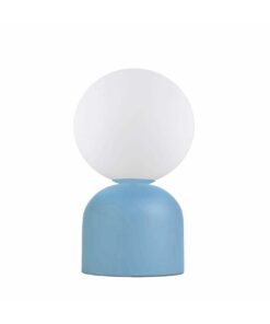 GloboStar® GloboStar® MAGIC 204-0133 Μοντέρνο Eπιτραπέζιο Φωτιστικό Μονόφωτο 1 x E27 IP20 Μπλε Μέταλλο με Λευκό Γυαλί - Μ13 x Π13 x Υ28cm