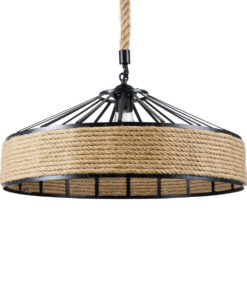 GloboStar® GLOBOSTAR® POLI 01147 Vintage Κρεμαστό Φωτιστικό Οροφής με Ντουί 1 x E27 AC 220-240V IP20 - Μαύρο & Μπεζ - Μ40 x Π40 x Υ32cm