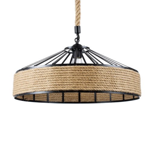GloboStar® GLOBOSTAR® POLI 01147 Vintage Κρεμαστό Φωτιστικό Οροφής με Ντουί 1 x E27 AC 220-240V IP20 - Μαύρο & Μπεζ - Μ40 x Π40 x Υ32cm