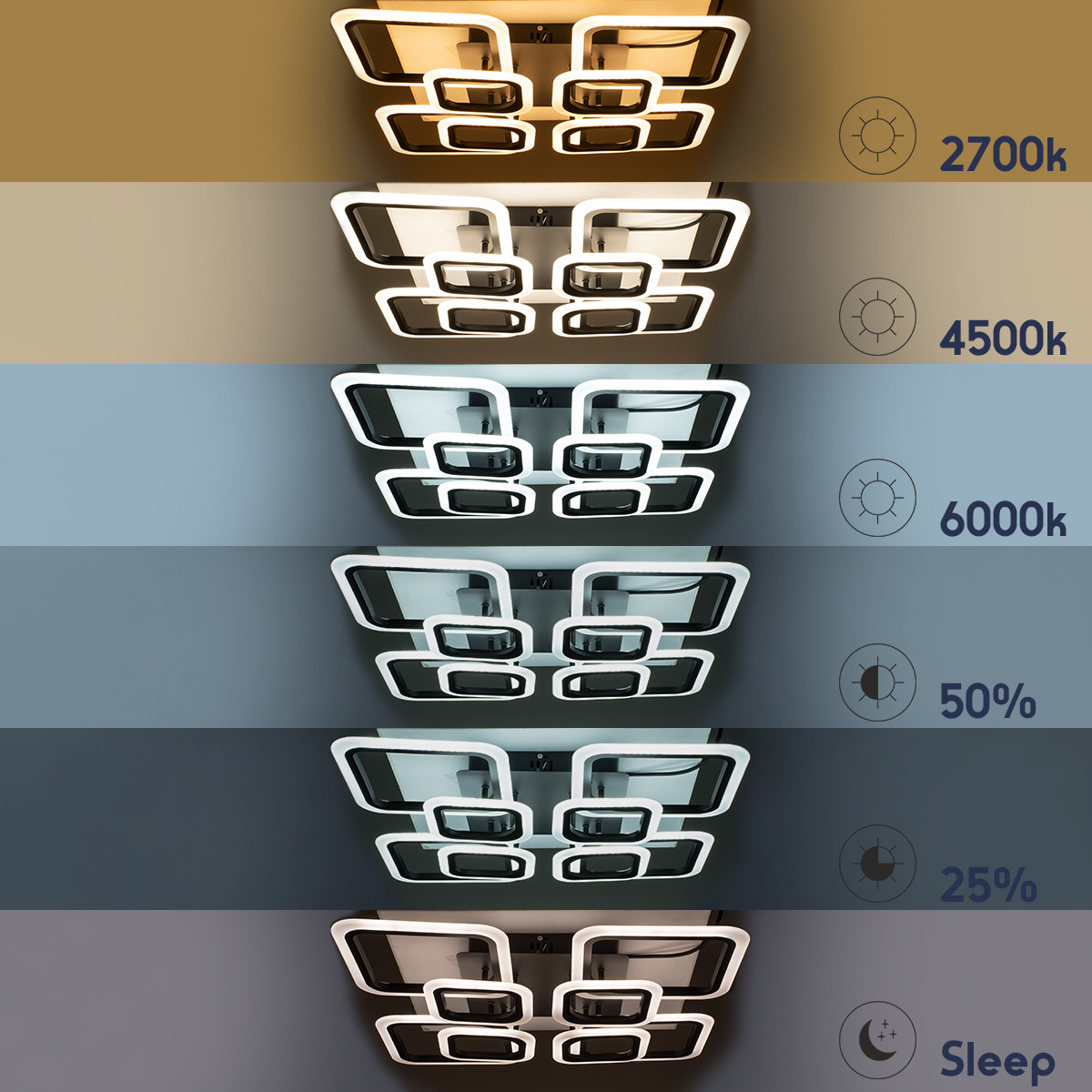 GloboStar® ROYAL-S 61326 Φωτιστικό Οροφής Design LED CCT 135W 16200lm 360° AC 220-240V - Εναλλαγή Φωτισμού μέσω Τηλεχειριστηρίου All In One Ψυχρό 6000k+Φυσικό 4500k+Θερμό 2700k Dimmable Μ58.5 x Π58.5 x Υ12cm - Ασημί Νίκελ - 3 Years Warranty 9 GloboStar® ROYAL-S 61326 Φωτιστικό Οροφής Design LED CCT 135W 16200lm 360° AC 220-240V - Εναλλαγή Φωτισμού μέσω Τηλεχειριστηρίου All In One Ψυχρό 6000k+Φυσικό 4500k+Θερμό 2700k Dimmable Μ58.5 x Π58.5 x Υ12cm - Ασημί Νίκελ - 3 Years Warranty - Image 7