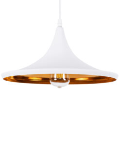 GloboStar® GLOBOSTAR® SHANGHAI 01026-B Μοντέρνο Κρεμαστό Φωτιστικό Οροφής με Ντουί 1 x E27 AC 220-240V IP20 - Λευκό & Χρυσό - Μ37 x Π37 x Υ17cm