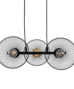 GloboStar® GLOBOSTAR® VERONA 00586 Μοντέρνο Κρεμαστό Φωτιστικό Οροφής με Ντουί 3 x E27 AC 220-240V IP20 - Μαύρο & Χρυσό - Μ50 x Π28 x Υ20cm