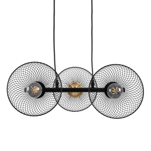 GloboStar® GLOBOSTAR® VERONA 00586 Μοντέρνο Κρεμαστό Φωτιστικό Οροφής με Ντουί 3 x E27 AC 220-240V IP20 - Μαύρο & Χρυσό - Μ50 x Π28 x Υ20cm