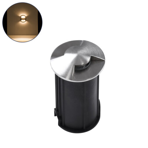 GloboStar® GLOBOSTAR® UNDERGROUND-RENA 90662 Χωνευτό Αρχιτεκτονικό Φωτιστικό Διαδρόμου/Σκαλοπατιού LED 1W 110lm 30° DC 24V Αδιάβροχο IP65 Θερμό Λευκό 2700K Dimmable - Ανοξείδωτο Ατσάλι 304 - Φ5 x Υ9cm / Q4.2cm - 3 Χρόνια Εγγύηση