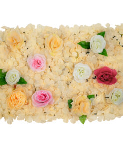 GloboStar® GloboStar® 78308 Συνθετικό Πάνελ Λουλουδιών - Κάθετος Κήπος Τριαντάφυλλο - Ορτανσία - Παιώνια Μ60 x Υ40 x Π7cm