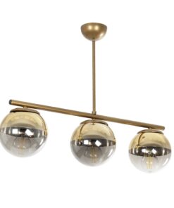 GloboStar® GloboStar® CITY 202-0045 Μοντέρνο Φωτιστικό Οροφής Μπάλα Τρίφωτο 3 x E27 IP20 Χρυσό Μέταλλο με Διάφανο Γυαλί - Μ55 x Π15 x Υ43cm