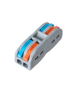 GloboStar® GLOBOSTAR® FAST-CONNECT 69911 Διπλή Κλέμα Ταχείας Σύνδεσης & Διακλάδωσης Καλωδίων - 2 x Είσοδοι & 2 x Έξοδοι με Συμβατή Διατομή Καλωδίων 0.08mm² έως 2.5mm² - 250V/4KV 32A Max IP20 - Γκρι με Πορτοκαλί & Μπλε - Μ2 x Π4 x Υ1.5cm - Πακέτο 5 Τεμαχίων