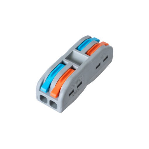 GloboStar® GLOBOSTAR® FAST-CONNECT 69911 Διπλή Κλέμα Ταχείας Σύνδεσης & Διακλάδωσης Καλωδίων - 2 x Είσοδοι & 2 x Έξοδοι με Συμβατή Διατομή Καλωδίων 0.08mm² έως 2.5mm² - 250V/4KV 32A Max IP20 - Γκρι με Πορτοκαλί & Μπλε - Μ2 x Π4 x Υ1.5cm - Πακέτο 5 Τεμαχίων