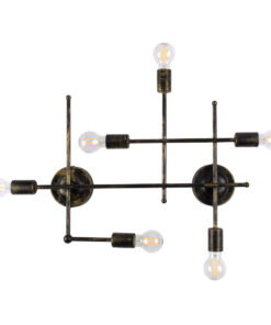 GloboStar® GloboStar® PIPING 00666 Vintage Επιτοίχιο Φωτιστικό Πολύφωτο 6 x E27 IP20 Μπρούτζινο Μέταλλο - Μ66 x Π9.5 x Υ49cm