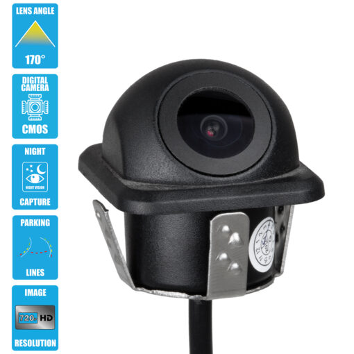 GloboStar® GloboStar® 86020 Αδιάβροχη Χωνευτή Έγχρωμη Κάμερα Οπισθοπορείας Αυτοκινήτου 1080p HD CMOS Signal With Moving Parking Lines IP68