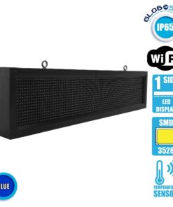 GloboStar® GLOBOSTAR®DISPLAY 90253 Κυλιόμενη Ψηφιακή Επιγραφή P10 Μονής Όψης LED AC 220-240V Αδιάβροχο IP65 Μπλε - WiFi Control μέσω FK APP - Αισθητήρας Θερμοκρασίας & Υγρασίας - Μ104 x Π9 x Υ24cm - 2 Χρόνια Εγγύηση