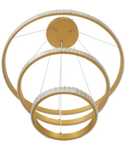 GLOBOSTAR® DIAMOND TRIO 61137-DECO Μοντέρνο Κρεμαστό Φωτιστικό Οροφής LED 100W 12123lm 360° AC 220-240V IP20 Ρυθμιζόμενο Λευκό CCT με Χειριστήριο από 2700K έως 6000K Dimmable - Lumileds SMD Chip - Χρυσό Βούρτσας - Μ25 x Π40 x Υ60cm - 3 Χρόνια Εγγύηση 20 c94d0c 61137 6